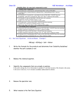 Chem 110 NIE Worksheet &hellip; Acid-Base HBr(aq) + KOH(aq) = Salt +