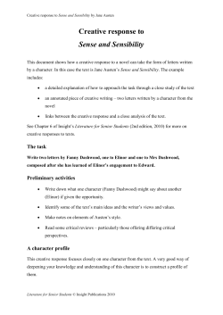 Creative response to Sense and Sensibility