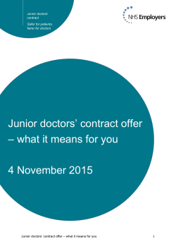 Junior doctors` contract offer – what it means for you 4 November 2015