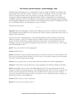The Farmer and the Preacher: Jacob Hottinger, 1523 Background