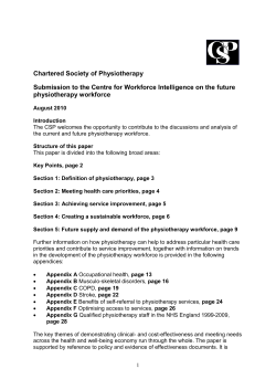 Chartered Society of Physiotherapy Submission to the Centre for