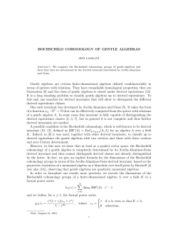 HOCHSCHILD COHOMOLOGY OF GENTLE ALGEBRAS Gentle