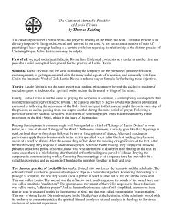 The Classical Monastic Practice of Lectio Divina by Thomas Keating