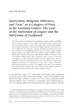 Martyrdom, Religious Difference, and `Fear` as a Category of Piety in