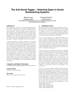 The Anti-Social Tagger – Detecting Spam in Social Bookmarking