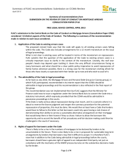 Summary of FLAC recommendations: Submission on CCMA Review