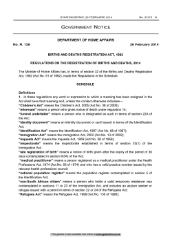 Births and Deaths Registration Act: Regulations