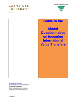 Guide to the Model Questionnaires on incoming International Value