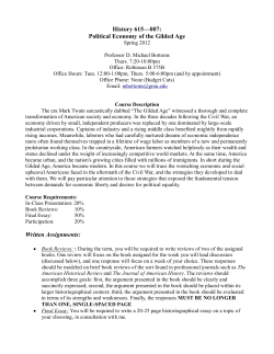 History 615&mdash;007: Political Economy of the Gilded Age Written