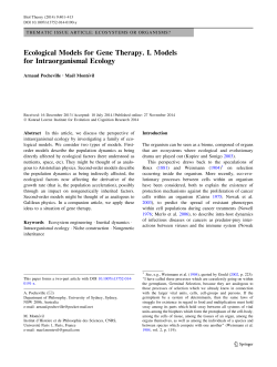 Ecological Models for Gene Therapy. I. Models for Intraorganismal