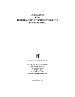 GUIDELINES FOR SHPO ARCHITECTURE/HISTORY PROJECTS