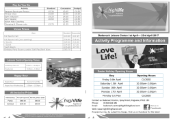 Badenoch Leisure Centre 1st April