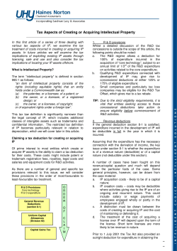Tax Aspects of Creating or Acquiring Intellectual Property
