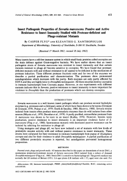Insect Pathogenic Properties of SePratia marcescens. Passive and
