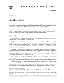 A Note on Trust - EthicalSystems.org