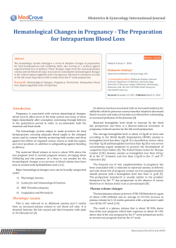 Hematological Changes in Pregnancy