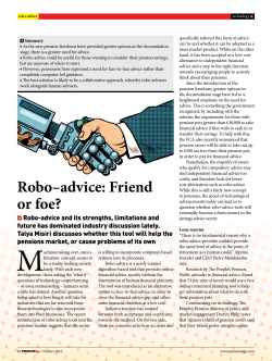 Robo&ndash;advice: Friend or foe?