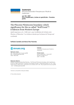 The Pliocene-Pleistocene boundary - revue Quaternaire