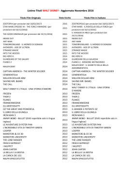 Listino Titoli WALT DISNEY - Aggiornato Novembre 2016