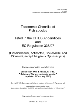 Taxonomic Checklist of Fish species listed in the CITES Appendices