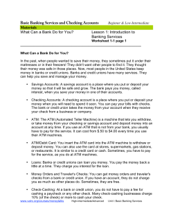 Materials for Checking Accounts and Basic Banking