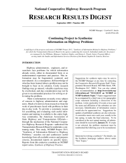 NCHRP RRD 280-9/03 - Continuing Project to Synthesize