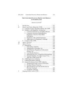 The Consumer Financial Protection Bureau: An Introduction