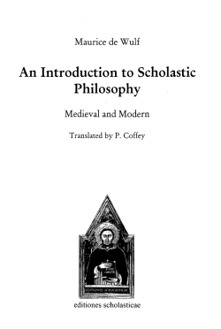 An Introduction to Scholastic Philosophy