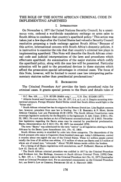 The Role of the South African Criminal Code in Implementing