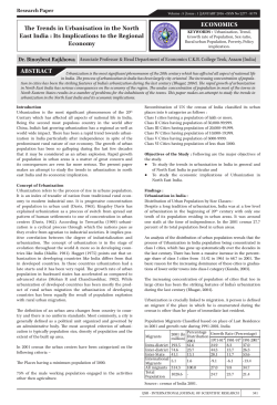 The Trends in Urbanisation in the North East India