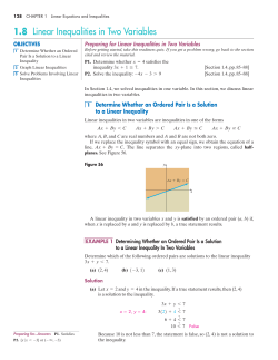 1.8 Linear Inequalities in Two Variables