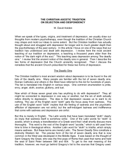 The Christian Ascetic Tradition on Dejection and