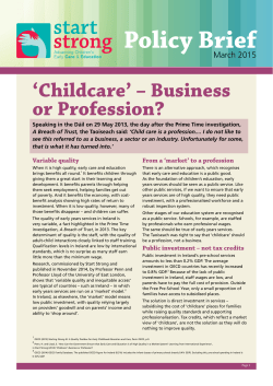 Policy Brief `Childcare` - Business or Profession?