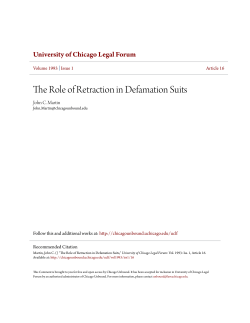 The Role of Retraction in Defamation Suits