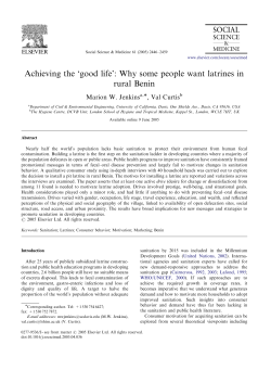 Achieving the `good life`: Why some people want latrines in rural Benin