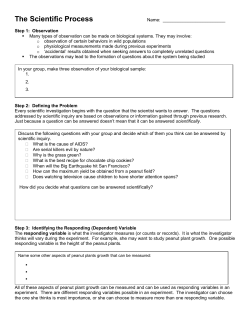Notes 3: The Scientific Process