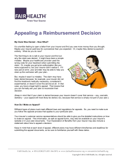 Appealing a Reimbursement Decision