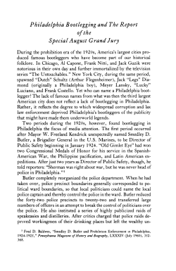 Philadelphia Bootlegging and The Report of the Special August