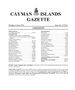 Gazette Issue 12 - Cayman Islands Government
