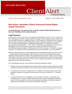 New Italian Legislation Allows Enhanced Voting Rights Capital