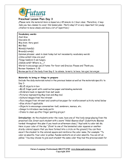 Preschool Lesson Plan-Day 3 - Futura Language Professionals