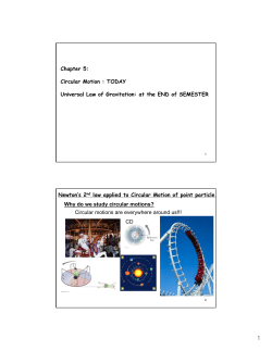 Chapter 5: Circular Motion : TODAY Universal Law of Gravitation: at