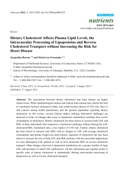 Dietary Cholesterol Affects Plasma Lipid Levels