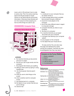 CROSSWORD: Computer Parts Computer Parts Words Puzzle