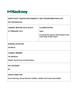 Cllr Jonathan McShane`s report to Cabinet on NEL STP