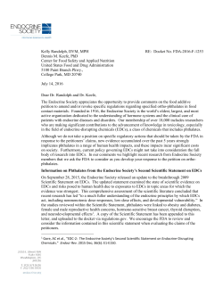 Kelly Randolph, DVM, MPH Dennis M. Keefe, PhD RE: Docket No