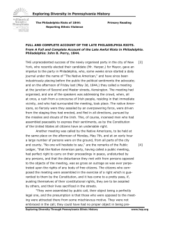 FULL AND COMPLETE ACCOUNT OF THE LATE PHILADELPHIA