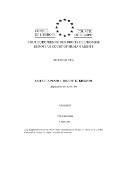 COPLAND v. THE UNITED KINGDOM