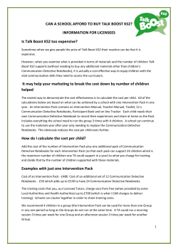 CAN A SCHOOL AFFORD TO BUY TALK BOOST - Licensing