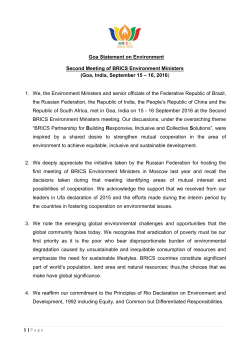 Goa Statement on Environment Second Meeting of BRICS
